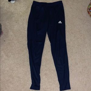 Navy blue adidas warm up pants SMALL